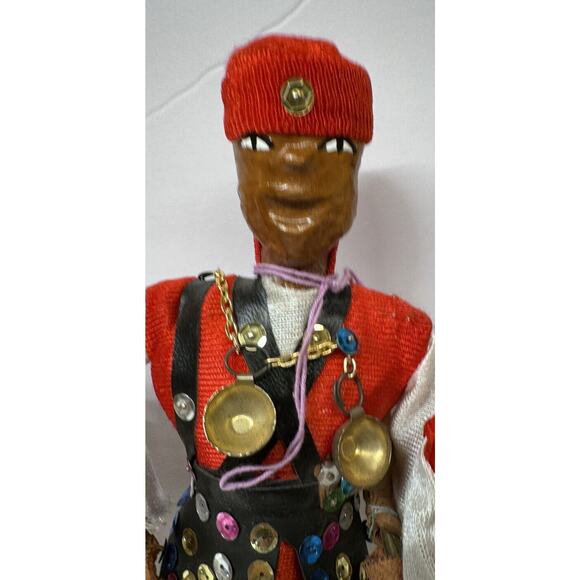 3 Vintage Moroccan Folk Art Doll, Handmade Leather Moroccan Doll- Beautiful-‎ - Picture 7 of 16